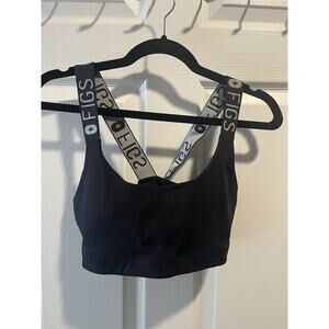 Figs Black Sports Bra with Logo Straps Size NWOT Size Large